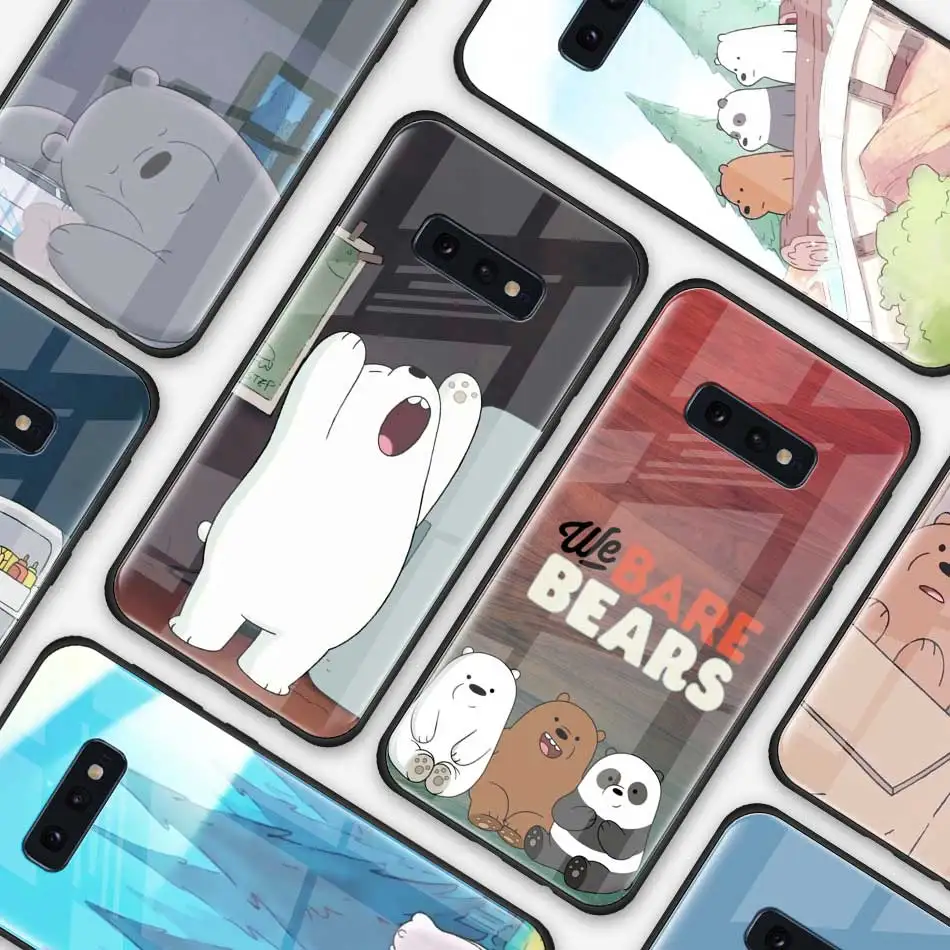 Милый чехол из закаленного стекла для samsung Galaxy S10 S10e S9 S8 S10 Plus Note 9 A50 A30