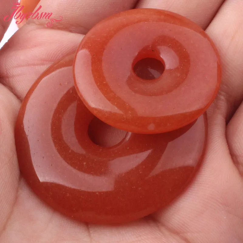 

30,40,50mm Natural Round Donut Red Aventurine Gem Stone Beads 1 Pcs,For DIY Necklace Jewelry Making Accessories,Free Shipping