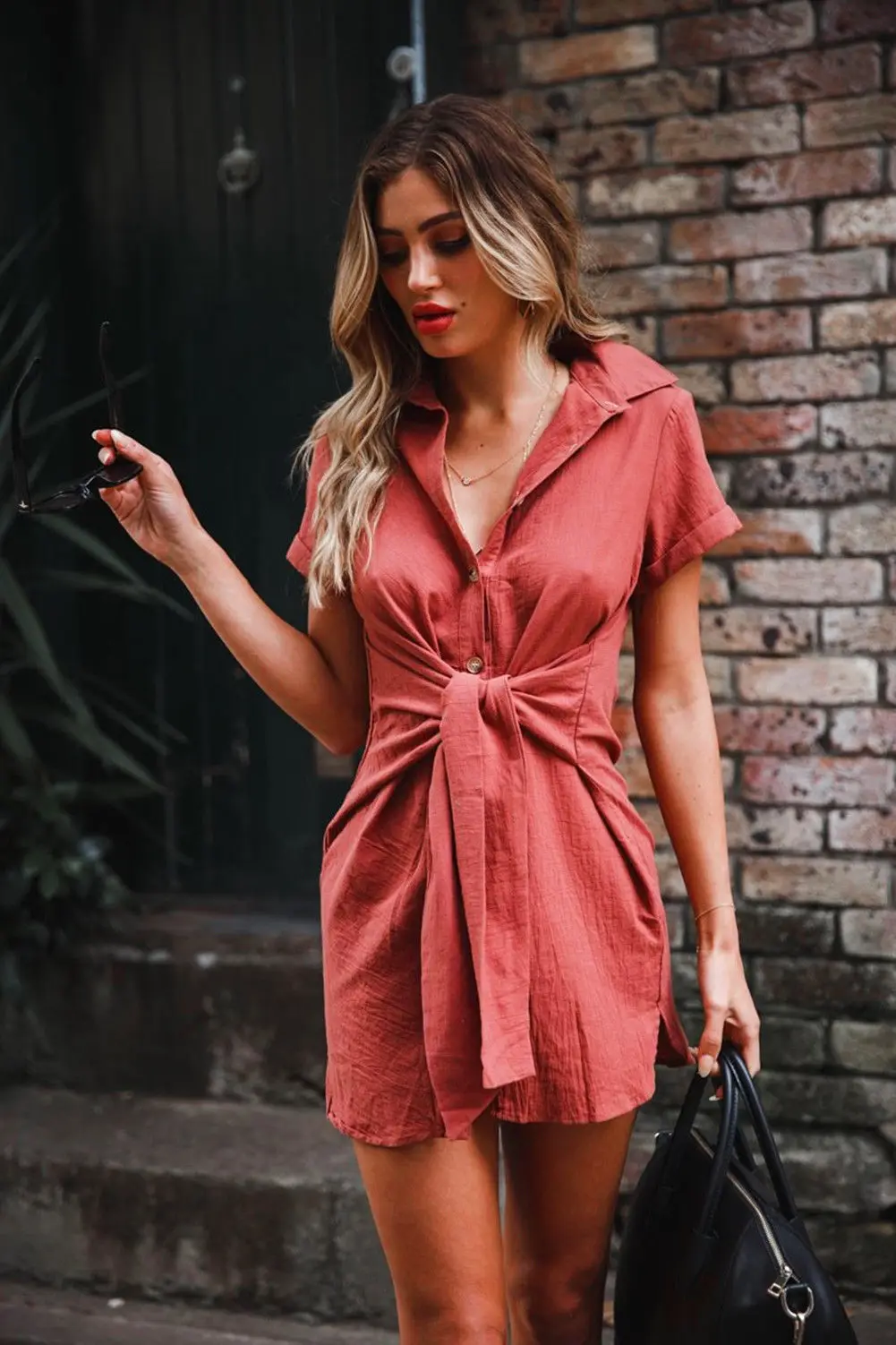 Женская летняя пляжная блузка с v-образным вырезом Повседневная рубашка коротким