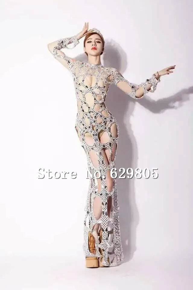 Платье стразы с блестящими кристаллами костюмы сексуальная одежда для ночного