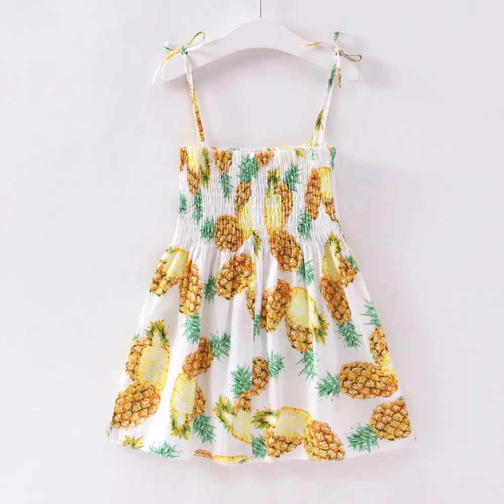 2021 Summer New Baby Clothes Girl PineApple Printed Cool Kid Costume Causal Loose Cute Dress BABY Ruched Party Dresses | Детская одежда