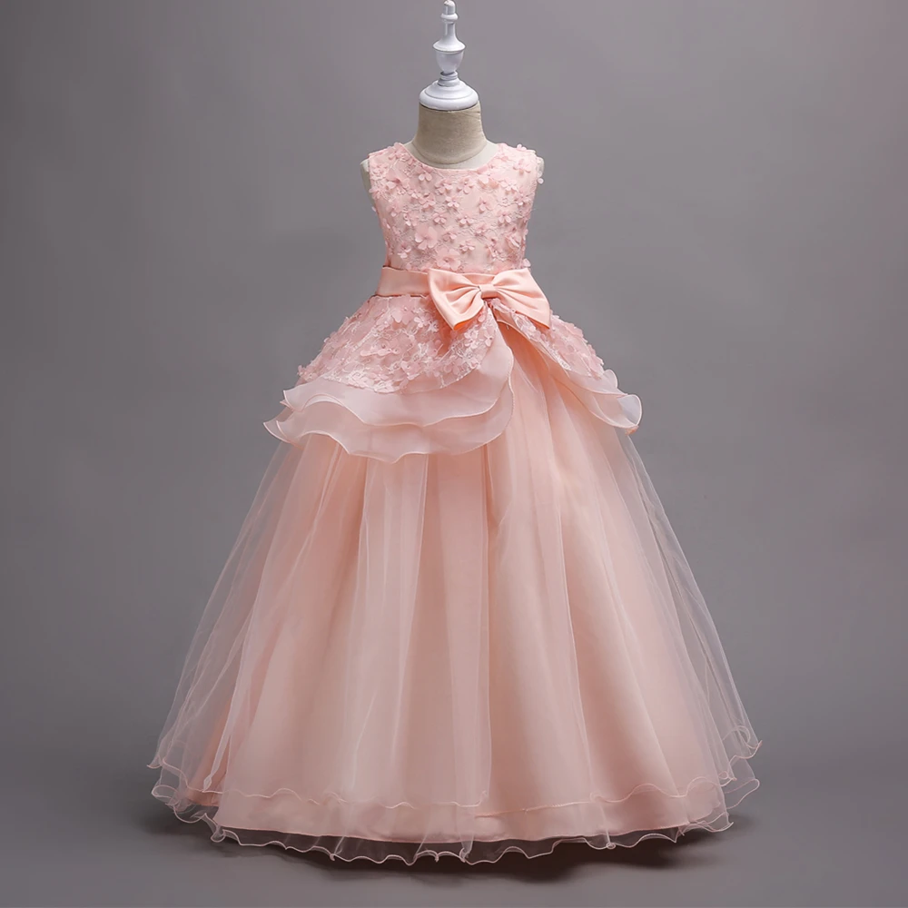 

Beautiful Mint Green Flower Girl Dresses 2020 Lace Flower Bow Kids Evening Gowns Ball Gown Pageant Dresses For Girls Glitz