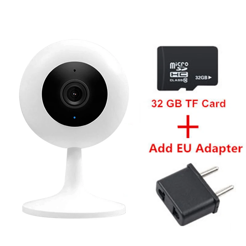 A EU Plug 32GB SD Xiaomi Mijia xiaobay умная камера популярная версия 720P HD беспроводная Wifi инфракрасная камера ночного видения 100,4 градусов IP домашняя камера CCTV - Цветной: A EU Plug 32GB SD