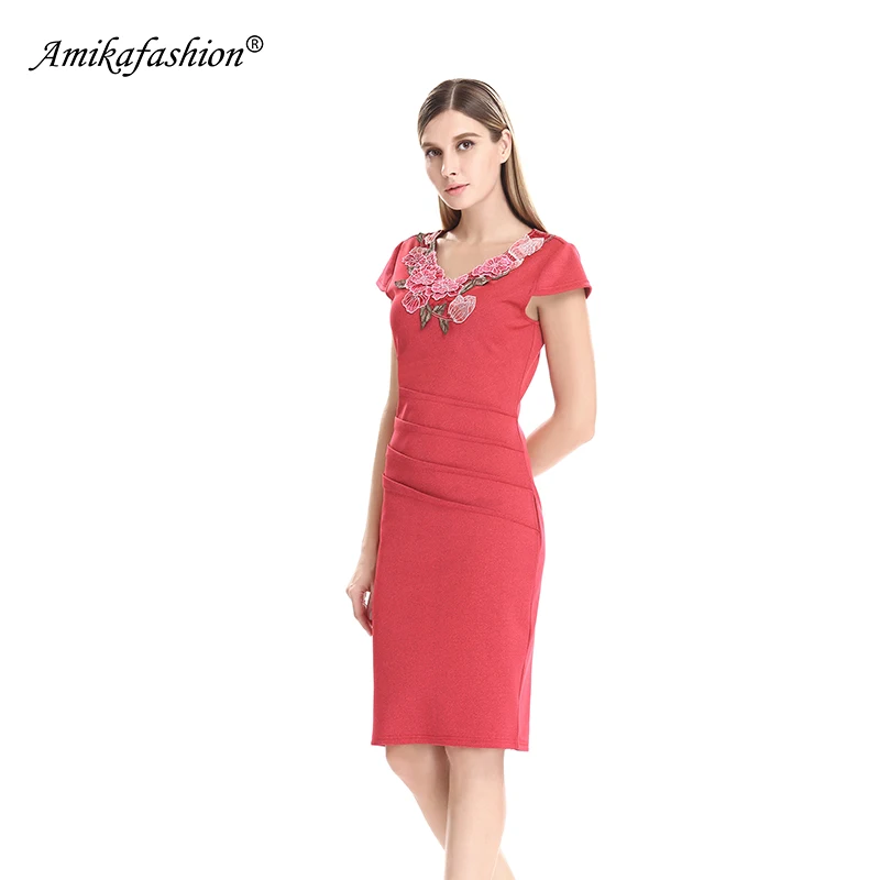 

Женское винтажное платье-карандаш с вышивкой AMIKAFASHION