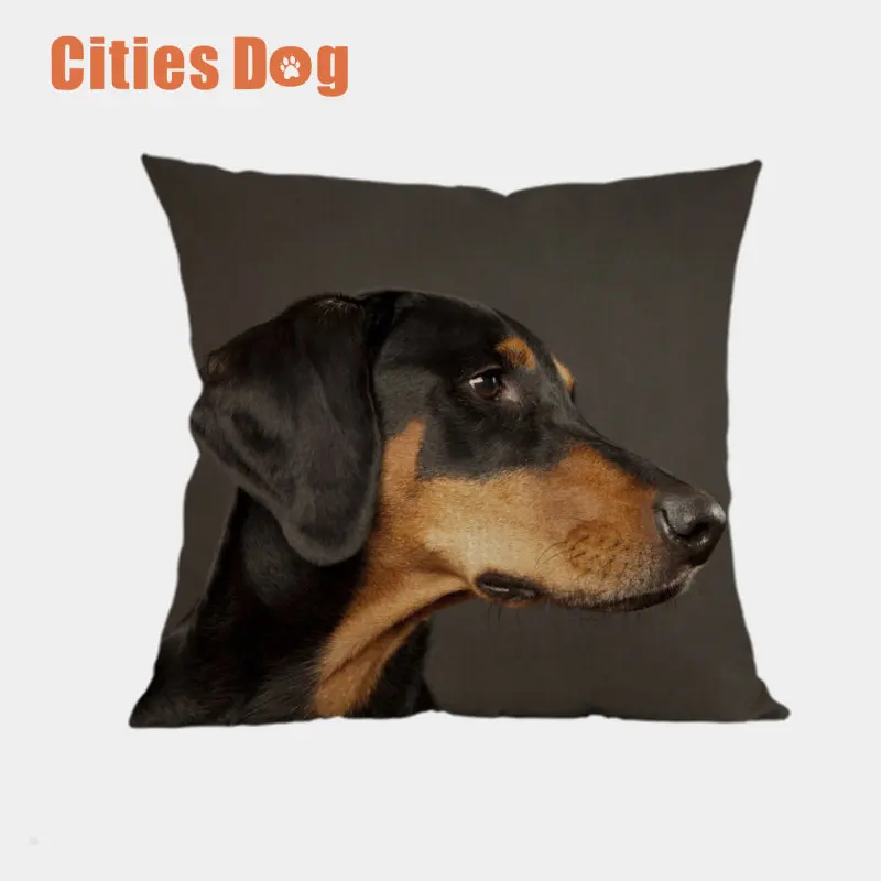 Декоративные подушки для животных, собак, cojines, льняные подушки Doberman Pinscher 45 см, диванные подушки для автомобиля - Цвет: Y