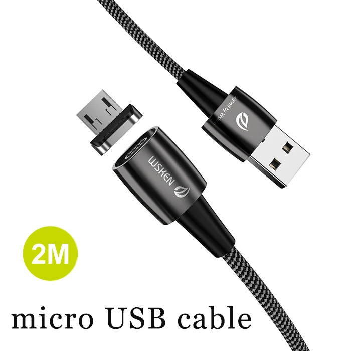 micro USB cable 2m WSKEN X1 Pro Магнитный кабель 3A Micro USB кабель быстрая Магнитная Зарядка провод для samsung huawei Xiaomi Micro USB зарядное устройство Шнур - Цвет: micro USB cable 2m