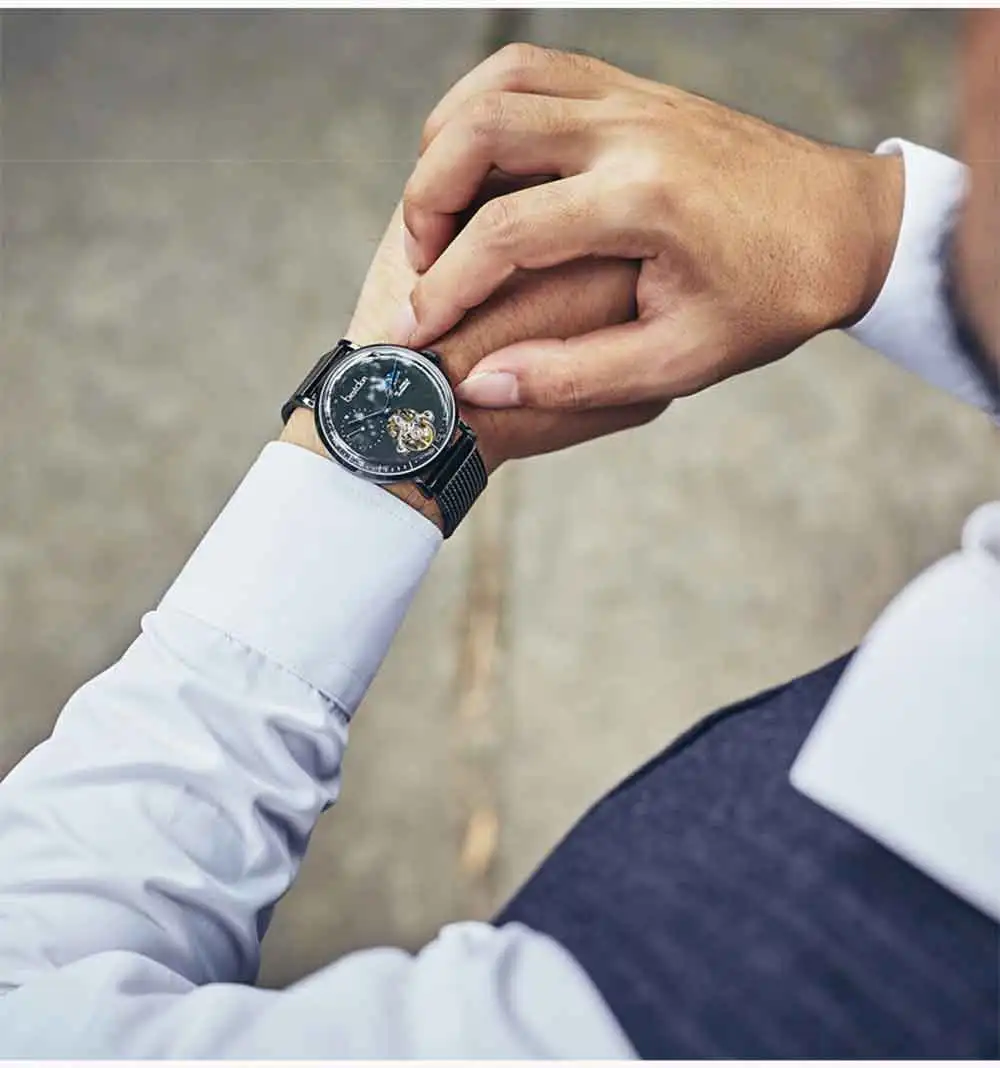 Bestdon Switzerland Tourbillon Moonphase Мужские автоматические механические часы Relogios Masculino водонепроницаемые спортивные часы с подарочной коробкой