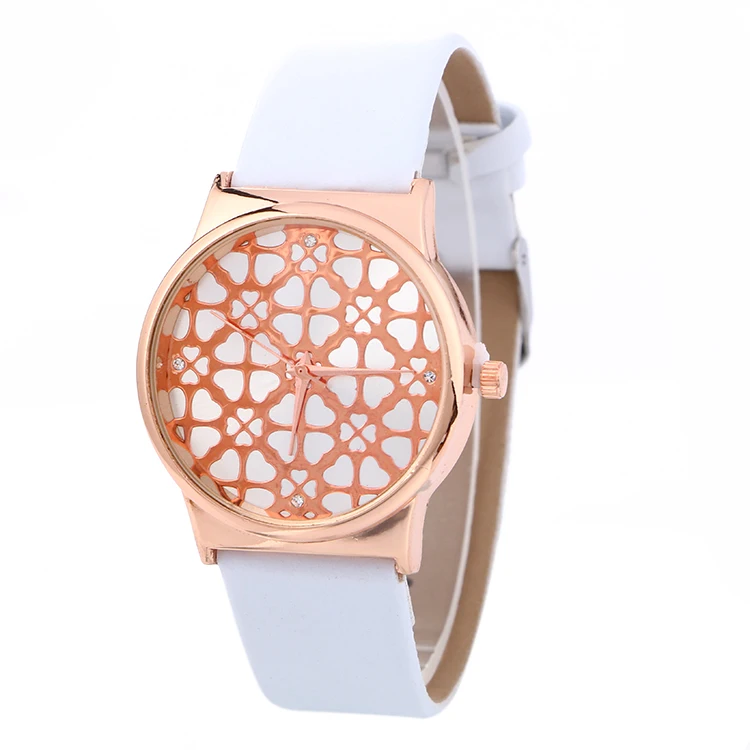 100 шт./лот 918099 Новое поступление Розовое золото модные кожаные часы с цветочным