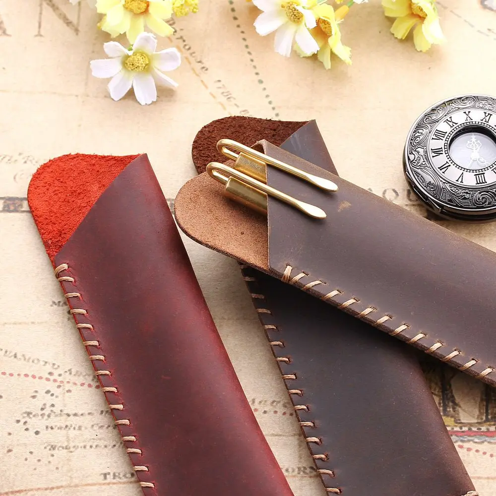 Держатель для ручек из натуральной кожи винтажная шариковая авторучка сумка