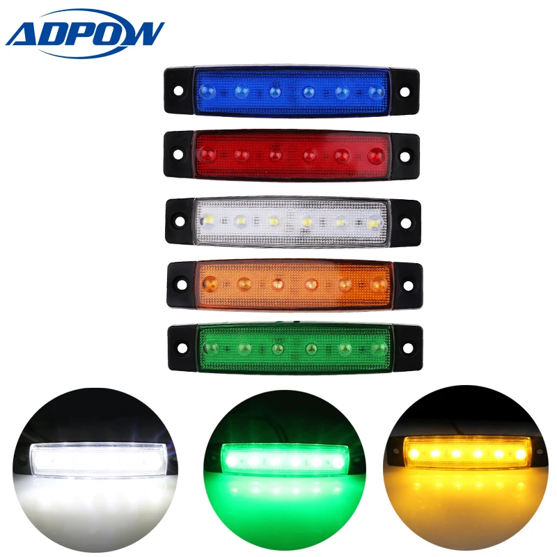 

1pcs 6 SMD LED Car Bus Truck Trailer Lorry Side Marker Indicator Light Side Lamp Trailer Rear Tail Stop Turn Light 12V 24V
