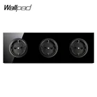 Европейская Тройная настенная розетка Wallpad L6 из черного закаленного стекла, немецкая электрическая розетка с 3 контактами, 16 А, круглый дизайн