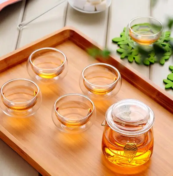 50 мл чайная чашка с двойными стенками и фильтром набор термостойкая посуда для