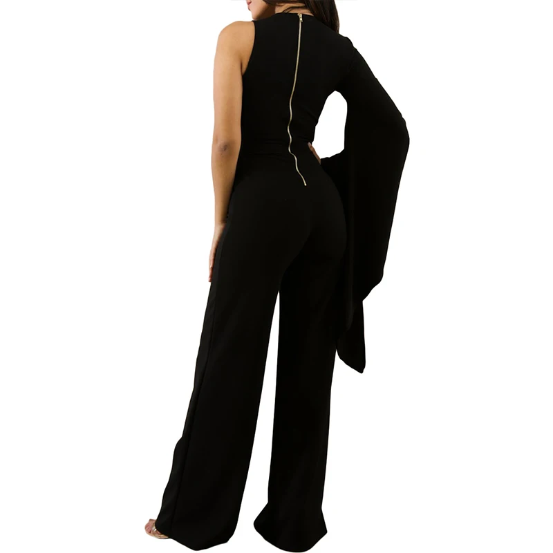 2018 новый осенне-зимний черный комбинезон с широкими штанинами и длинным рукавом