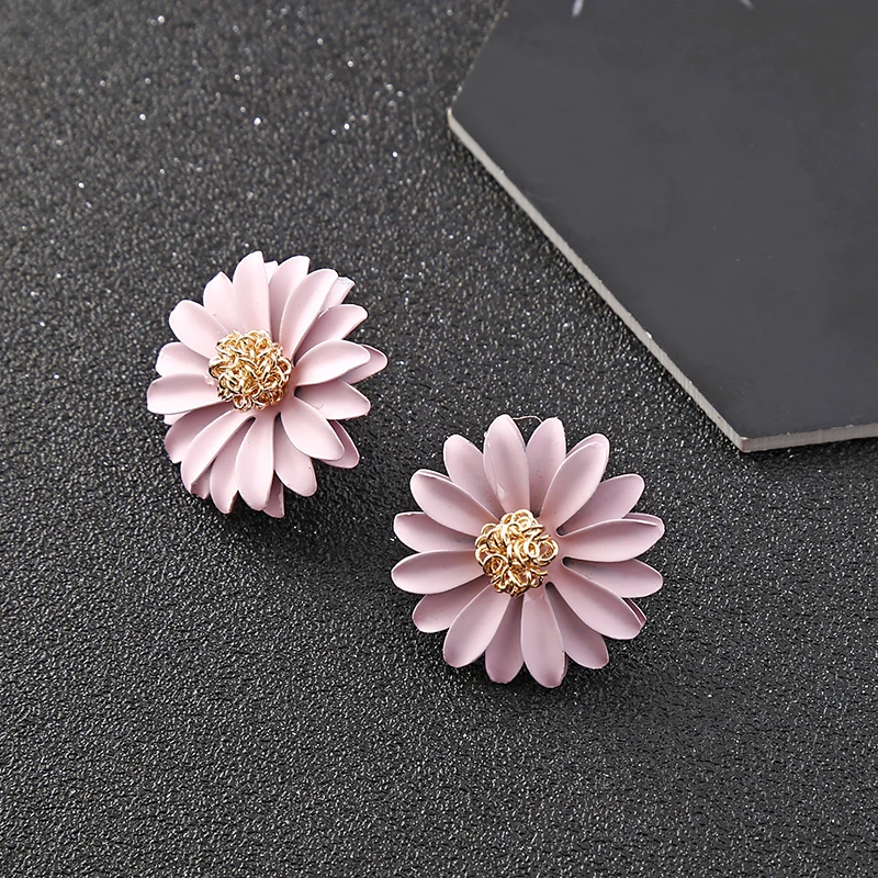 Женские серьги гвоздики с цветком из сплава в Корейском стиле большие милые
