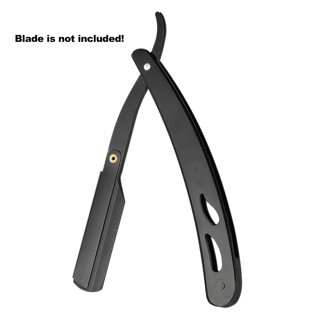Бритва из нержавеющей стали с черными прямыми краями складная бритва для
