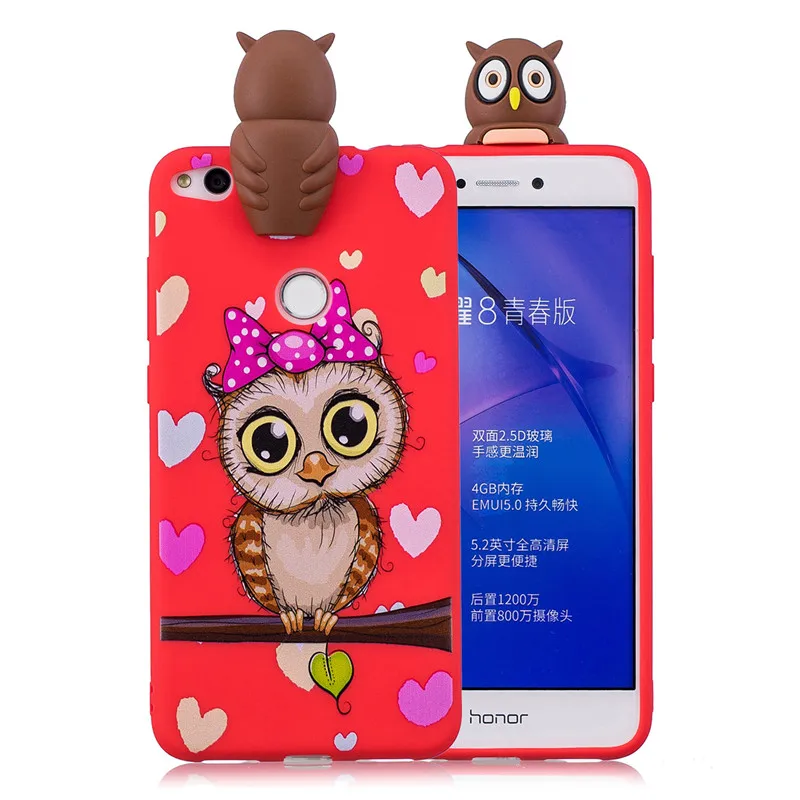 3D мягкий силиконовый чехол из ТПУ для huawei Honor 8 Lite Милый Панда Сова Телефон с единорогом чехол s для huawei P10 P9 P8 Lite чехол - Цвет: F