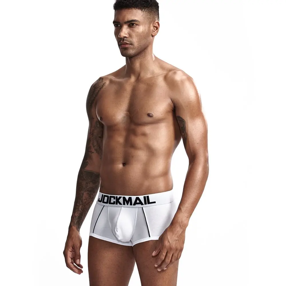 Бренд jockmail Горячая Мужское нижнее белье; трусы-боксеры; Соблазнительные однотонные хлопковые Для мужчин дышащие трусы-боксеры трусы