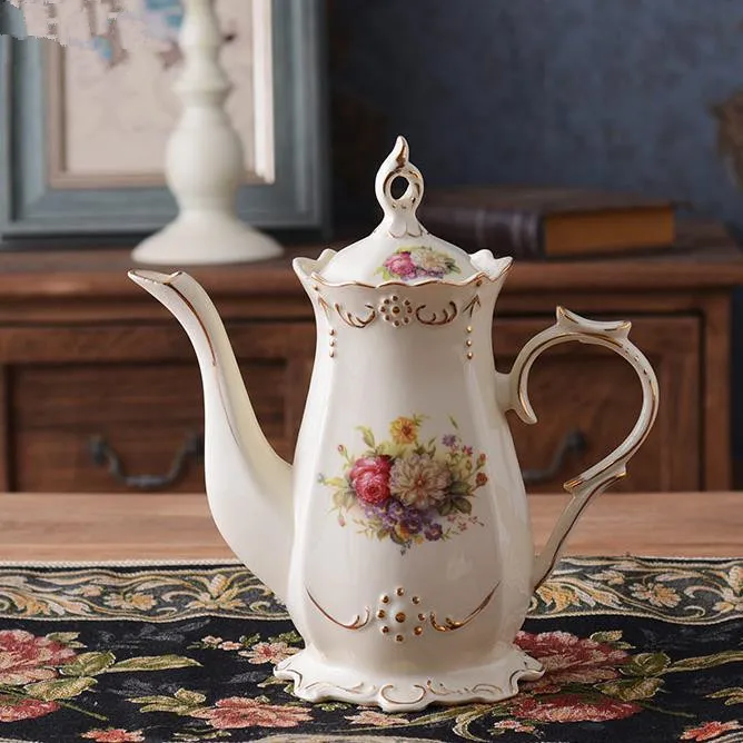 Peony E Европейский стиль бытовой бутылки для воды высокого качества керамический заварник с фильтром отверстие расписанные вручную подарочные украшения - Цвет: Peony E