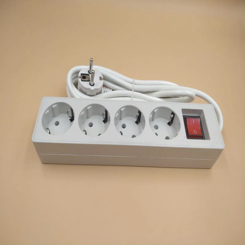 5 м кабель-удлинитель 250V 10A 3/4/5 штепсельная вилка европейского стандарта, розетки переменного тока Мощность Зарядное устройство розетки вилку сетевого шнура полоска из свинца адаптер с выключателем