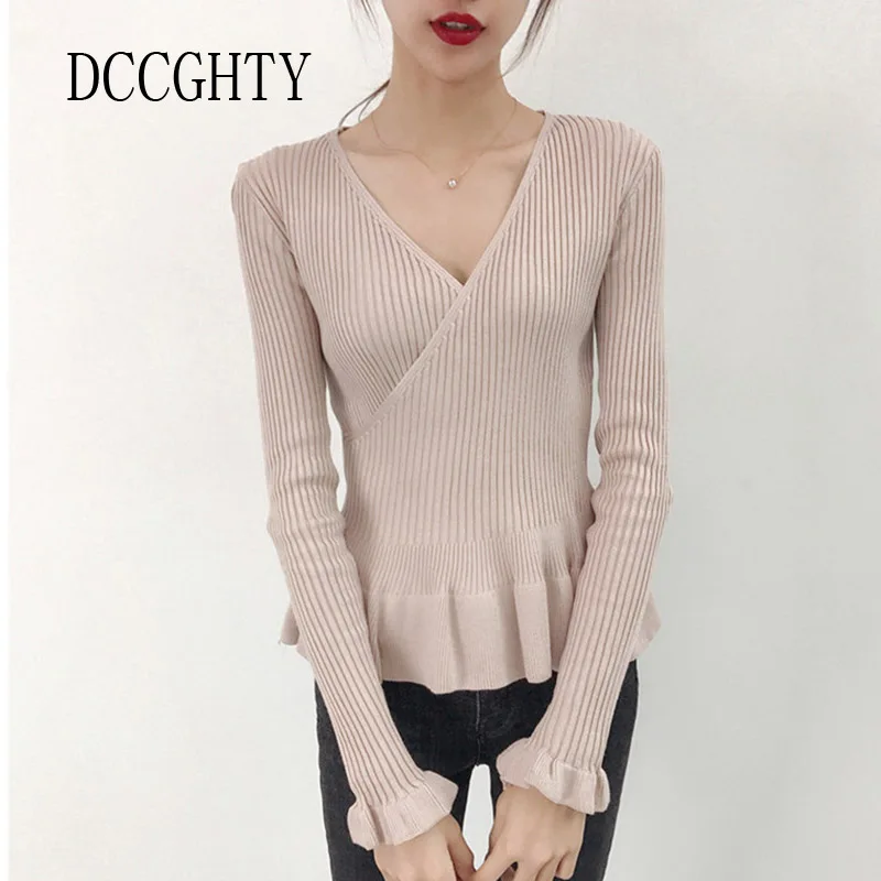 Осень 2018 вязаный женский свитер корейские привлекательные свитера с