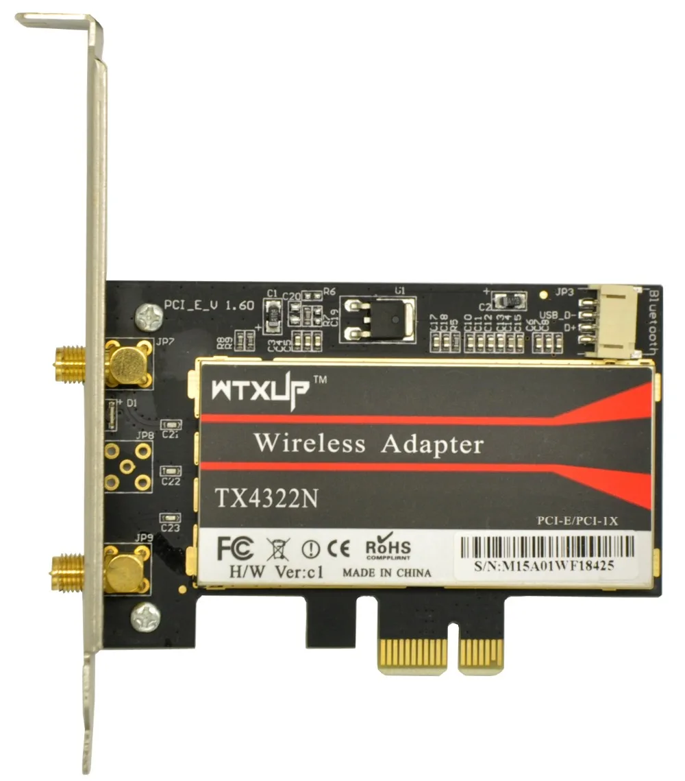 Wi fi адаптер Broadcom BCM43224 2 4 ГГц и 5 0 300 Мбит/с PCI 1X/4X/8X/16X/ E с антенной 6DBi для Windows 7/8/10/Mac|wifi