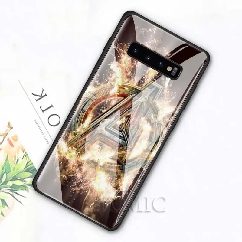 Чехол из закаленного стекла для samsung Galaxy S10e S10 S8 S9 Plus Note 9 10 A50 A70, чехол для телефона Мстители, Супермен, Бэтмен, роскошное стекло C