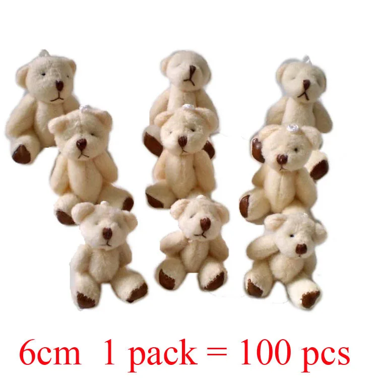 1 партия/1 упаковка/100 шт. искусственный медведь 6 см плюшевые игрушки свадебные
