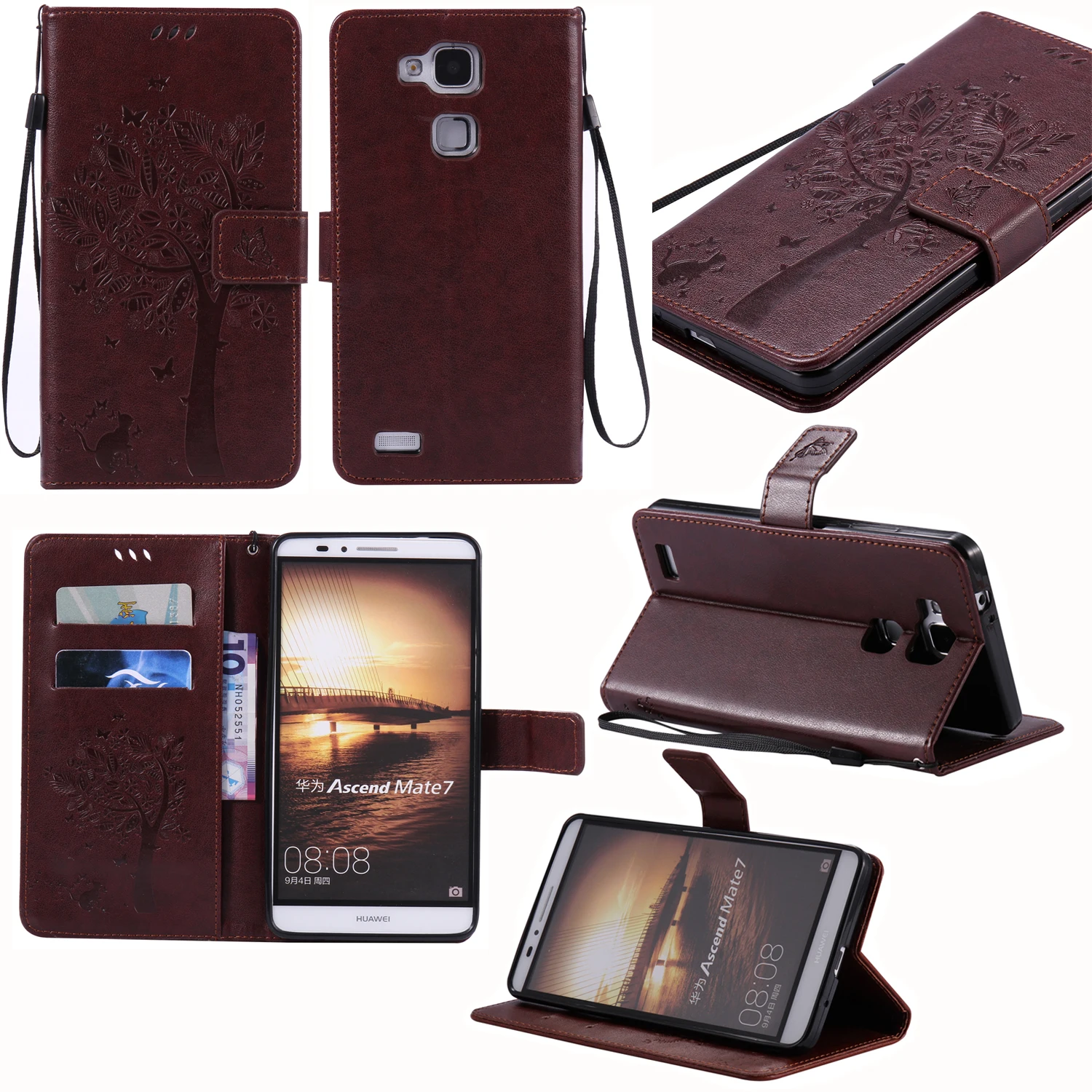Флип чехол для Huawei Mate7 MT7 L09 TL10 Роскошная тисненная кожа Чехол кошелек Mate 7 Coque 6 0