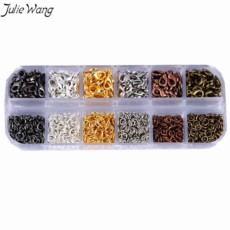 

Julie Wang 970pcs Open Jump Ring Lobster Clasp 6 Color Mixed Jewelry Accessory Handmade Findings Storage Box For Free