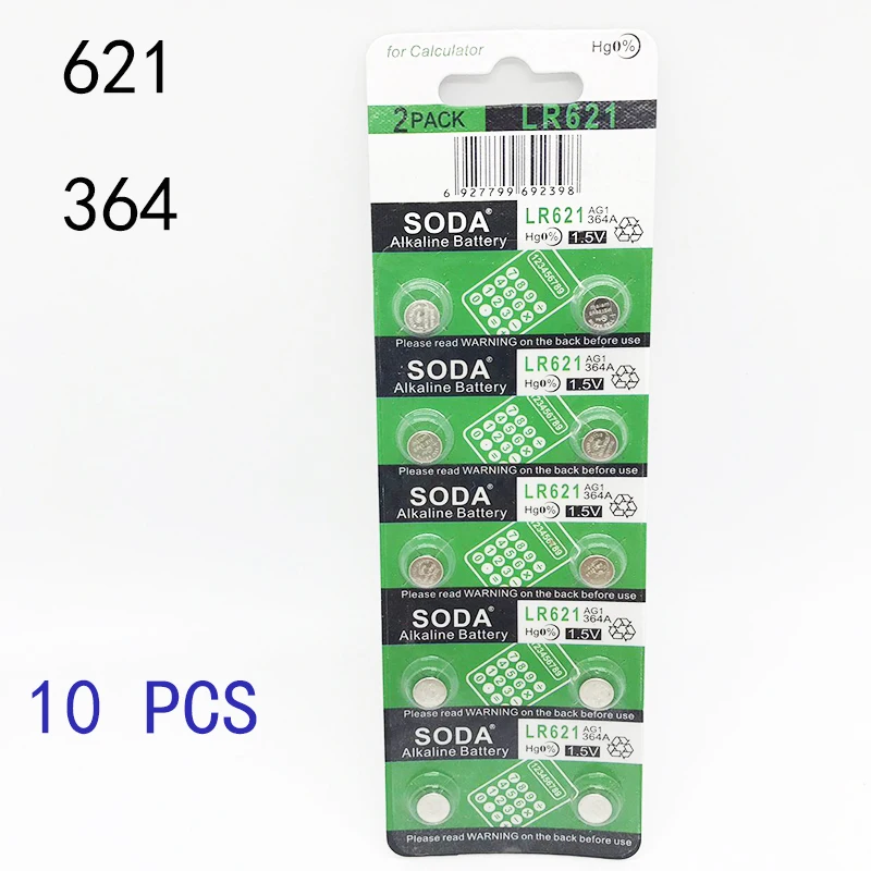 10 шт. 621 батарея для часов AG1 LR621 sr621sw 364A 1 5 В LR60 Щелочная Кнопочная электронный