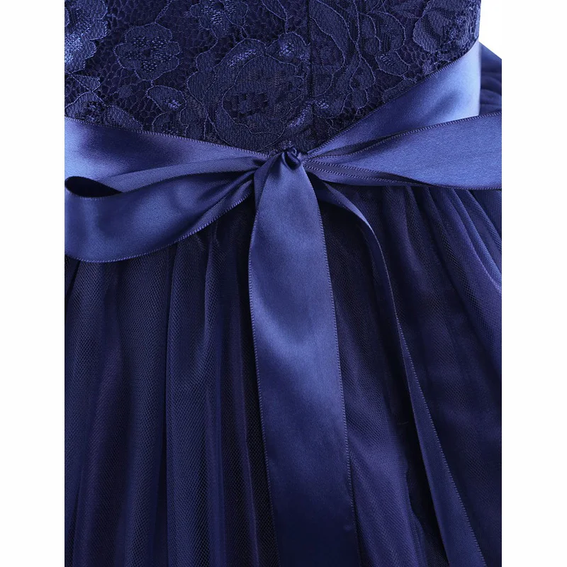 4-14Years Navy Blue Kids Girls Sleeveless Tulle Flower Girl Dress for Wedding Birthday Party High-end Evening Prom | Детская одежда и