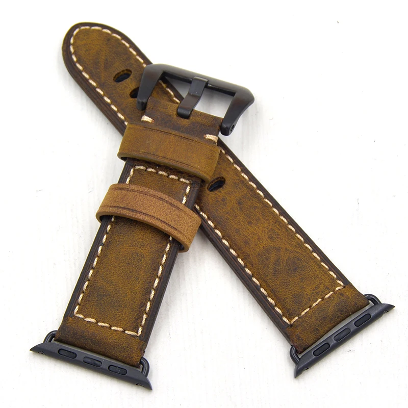 

handmade Retro high quality Leather band 38mm 42mm for apple watch series 1 2 3 strap for iwatch Genuine Leather Watch straps