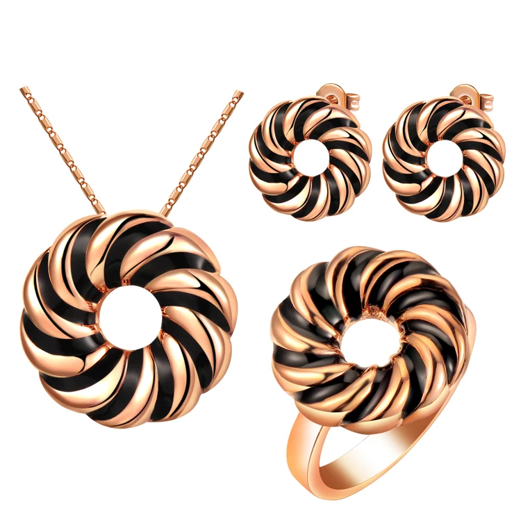 QM ювелирные изделия с розовым покрытием Bijoux модные милые круглые черные полосы