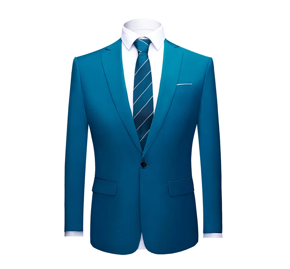 sky blue jacket PYJTRL мужской качественный цветной деловой приталенный Повседневный Блейзер зеленый фиолетовый розовый Шампань желтый черный свадебный или Выпускной костюм пиджак - Цвет: sky blue jacket