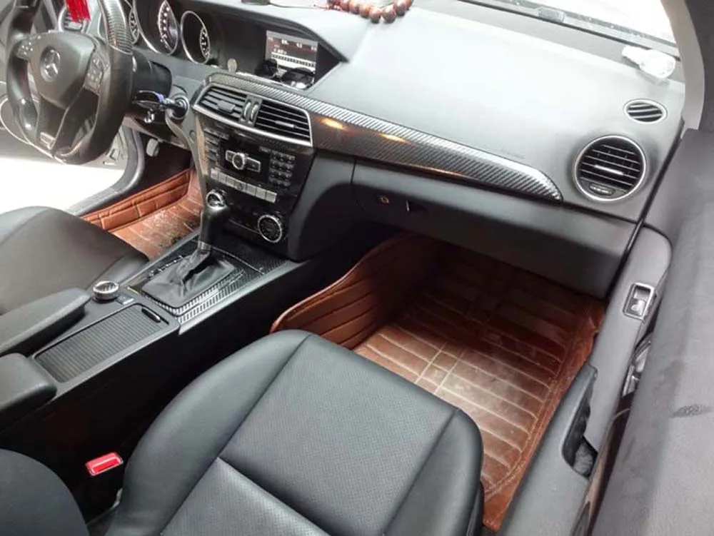 Для Benz C Class W204 2011-14 подкладке центральной Управление Панель дверная ручка 5 мм Углеродистой волокно наклейки стайлинга автомобилей аксессуары
