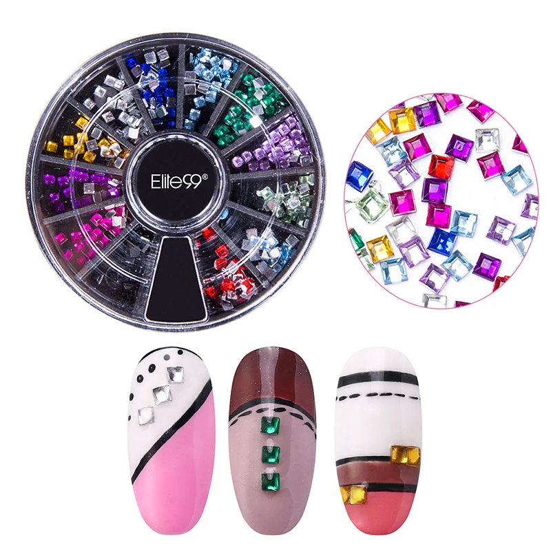 Elite99 Nail Art Блеск смешанные Форма сверкающих страз Стикеры акриловые колеса 3D