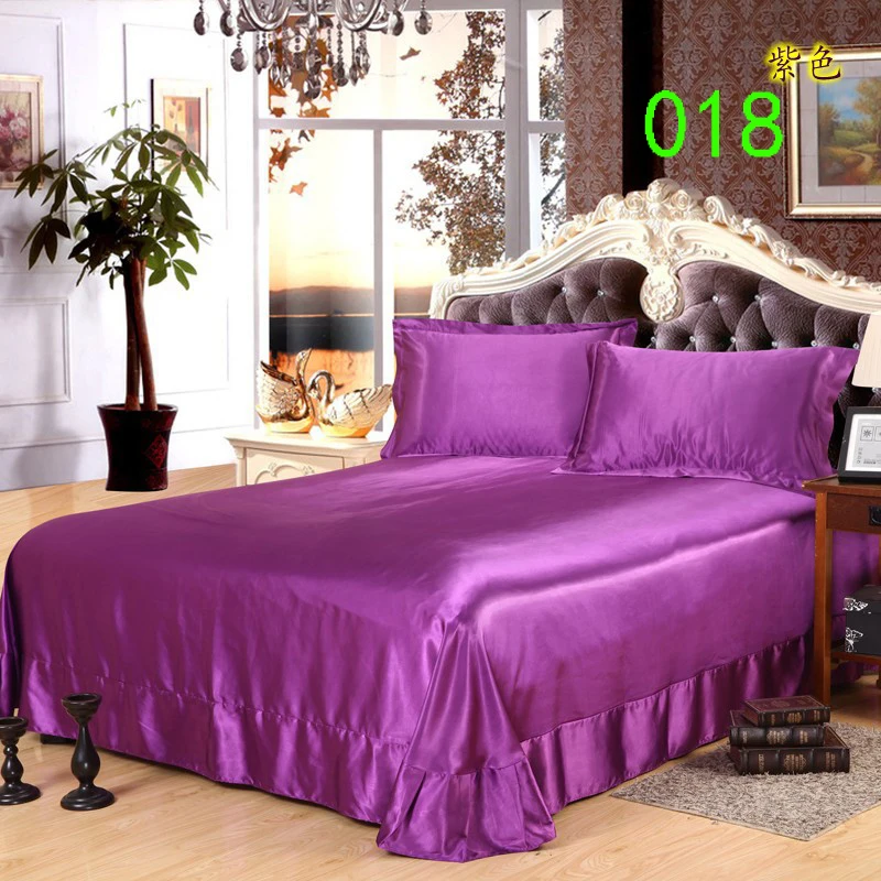 

Purple Tribute Silk King 1Pcs Sheets Flat Bed Sheet Bedsheet Bedclothes Bedding Home Textile Hotel 245x250cm Bed Linens Lining