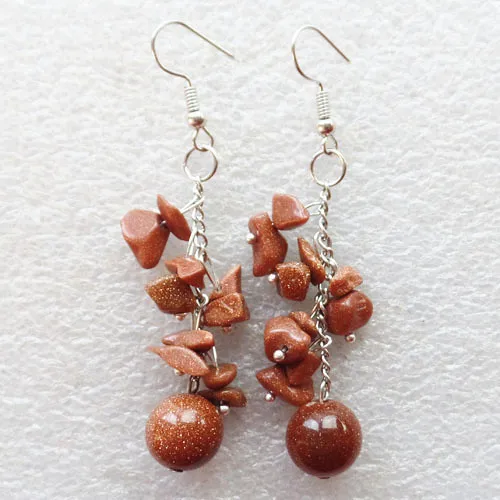 Бесплатная доставка! 1 пара очаровательных висячих сережек из золотого песка и