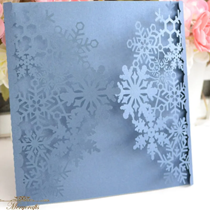 Зимние Лазерная резка Снежинка Бесплатная настроить пригласительный билет Для