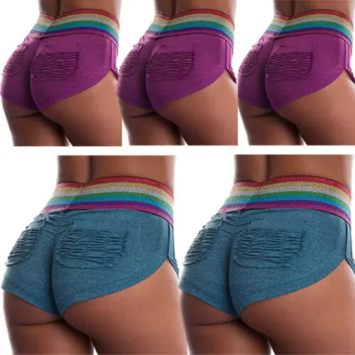 Женские шорты с эластичной резинкой на талии обтягивающие эластичные летние