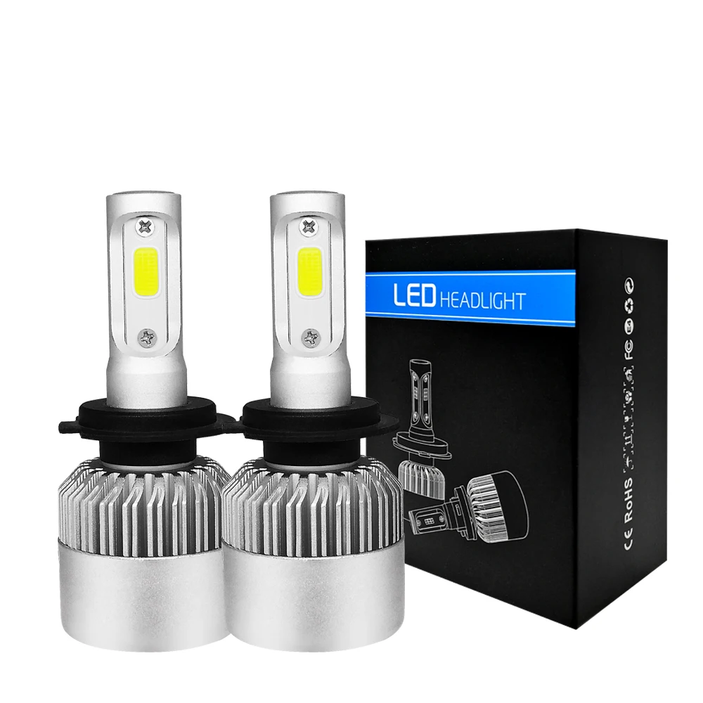 JAEHEV 2 шт. светодиодный S2 H4 H7 H1 COB лампы для передних фар H11 H13 12 V 9005 9006 H3 9004 9007 9012 72 Вт