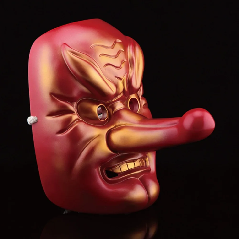 Лидер продаж популярные японские маски Тэнгу из 100% смолы маска с красным длинным