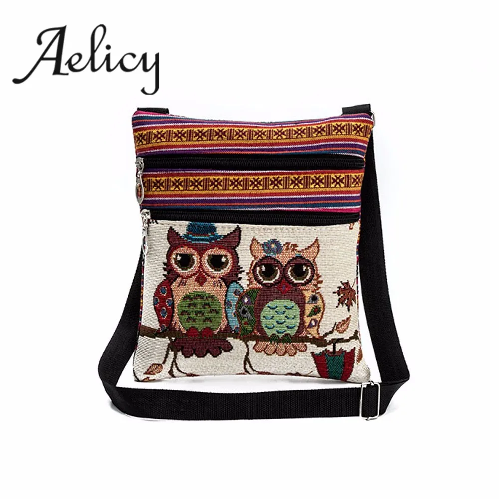 Сумка тоут Aelicy женская с вышивкой в виде совы саквояж на плечо модный чемоданчик