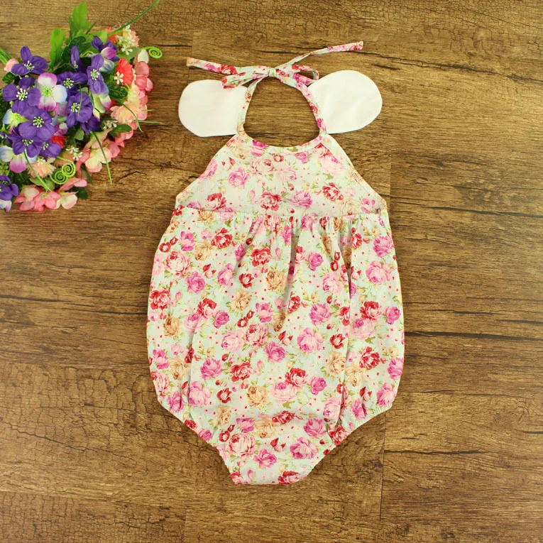 Комплект Одежды младенца 3-части Летних Девочек Хлопок Цветок Печатных Рябить