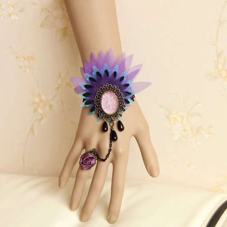 Модный DIY светло фиолетовый Винтажный кружевной браслет в готическом стиле