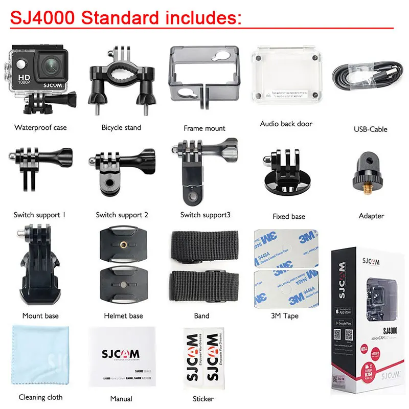 Оригинальная Экшн камера SJCAM SJ4000 Спортивная DV 1080P Full HD 2 0 дюйма экран для дайвинга