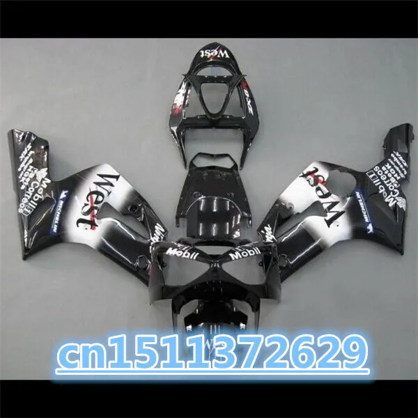 

ABS Motorcycle Fairing kit Fits KAWASAKI Ninja ZX6R 636 03 04 ZX 6R 2003 2004 zx6r 03 04 WEST White black Fairings set D