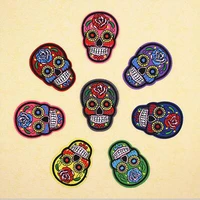 fabric embroidered flower skull patch cap clothes stickers bag sew iron applique diy apparel sewing clothing accessories bu73