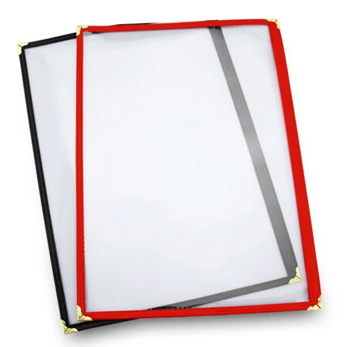 5/ПАК Ресторан рецепт меню покрывает ПВХ листы для защиты бумаги одно складное