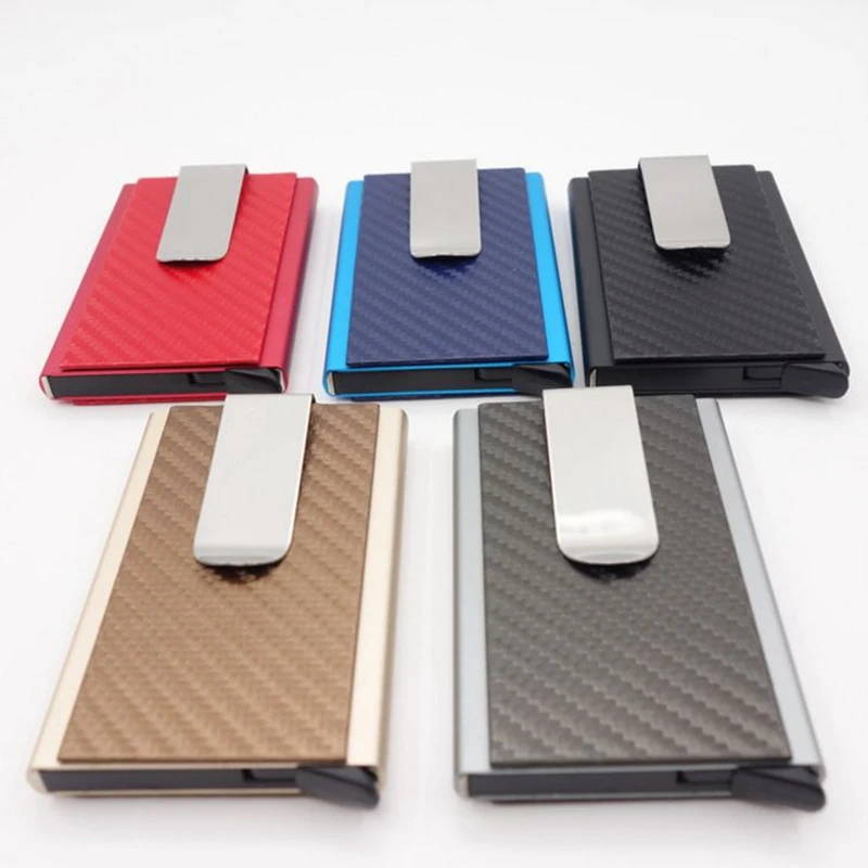 2020 мини тонкий бумажник чехол для карт из углеродного волокна ПУ кожа RFID кошельки